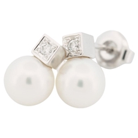Mikimoto 7 mm Akoya Pearl & Diamond Post Earrings
