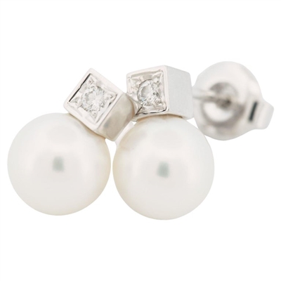 Mikimoto 7 mm Akoya Pearl & Diamond Post Earrings