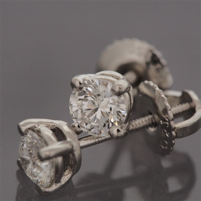Tiffany Solitaire Diamond Post Earrings Platinum