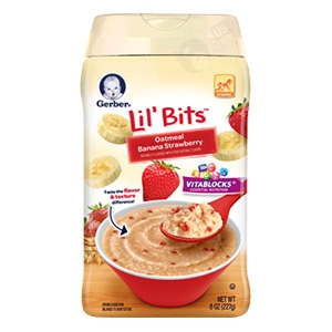 Lilâ€™ Bits Oatmeal Banana Strawberry Cereal 6 pack - 8oz. (Gerber)