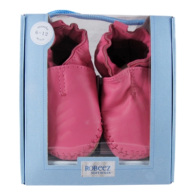 Premium Leather Classic Moccasin Soft Soles 6-12 months - Pink (Robeez)