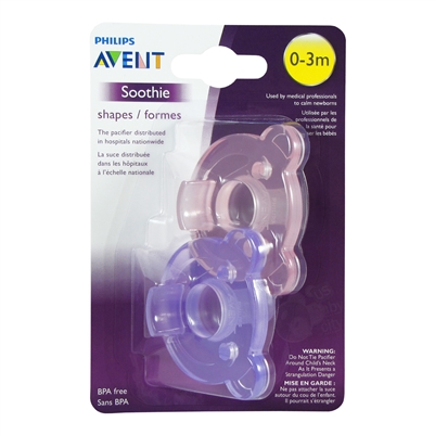 Soothie Pacifier 0-3m 2 pack  - Pink/Purple (Philips Avent)