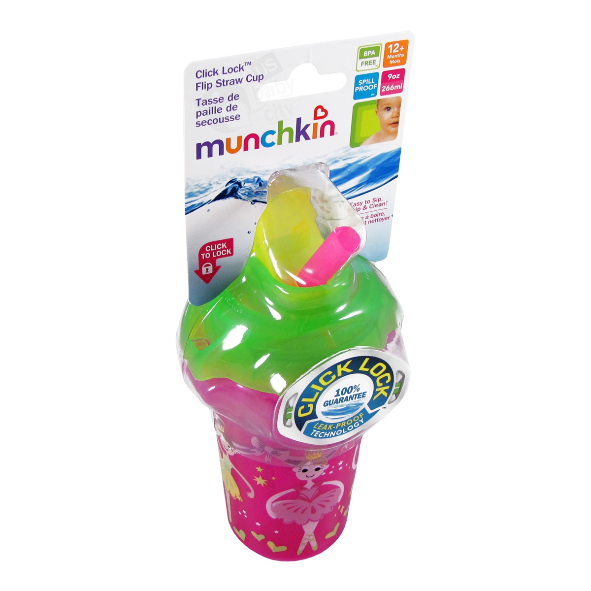 Munchkin Click Lock Flip Straw Cup - Blue - 9oz