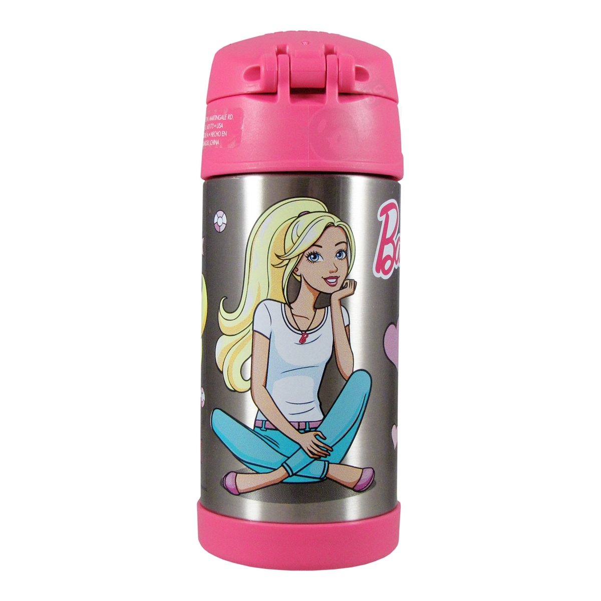 THERMOS FUNTAINER 12 Ounce Stainless Steel Vacuum Insulated Kids Straw  Bottle, Barbie