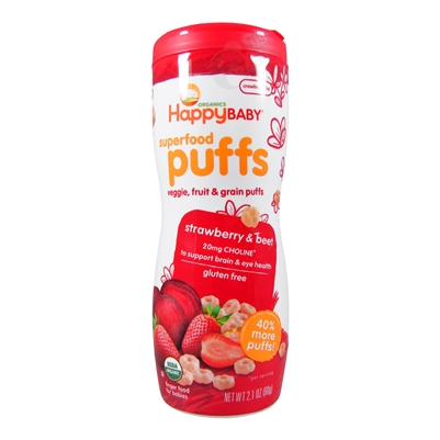 Superfood Puffs Strawberry & Beet 6 Pack - 2.1 oz. (Happy Baby)