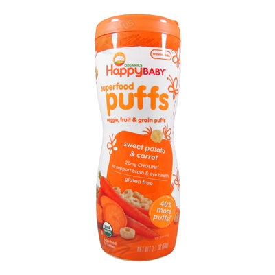 Superfood Puffs Sweet Potato & Carrot 6 Pack - 2.1 oz (Happy Baby)