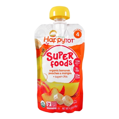 Super Foods Organic Bananas, Peaches & Mangos + Super Chia 16 Pack - 4.22 oz (Happy Baby)
