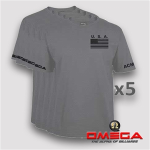 Omega USA t-shirt battleship gray 5 pack