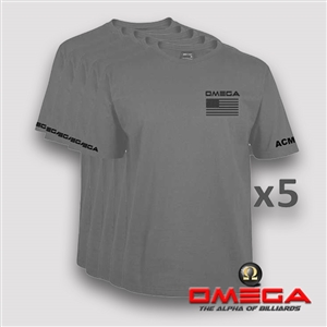 Omega Flag  t-shirt gray 5 pack