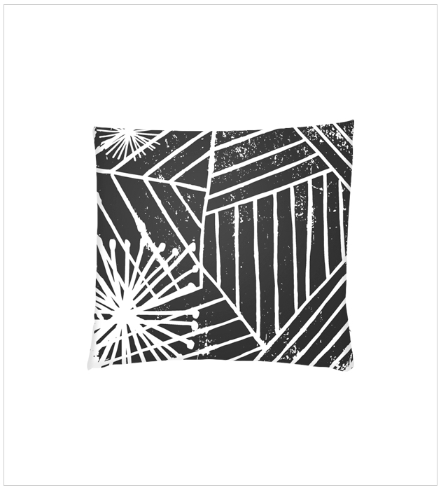 Black Retro Lino Pillow