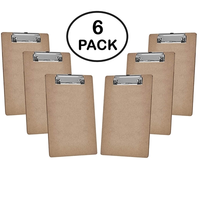 Acrimet Clipboard Letter Size A4 (13â€ x 9 1/16â€) Low Profile Clip (Hardboard) (6 Pack)