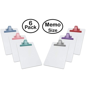 Clipboard White Memo Size A5 (9 1/8" x 6 3/8") Premium Metal Clip (Hardboard) (Assorted Clip) (6 Pack), Acrimet