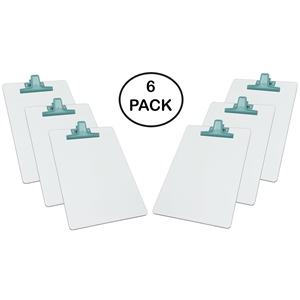 Clipboard White Letter Size A4 (13" X 9 1/16") Premium Metal Clip (Hardboard) (Green Clip) (6 Pack), Acrimet