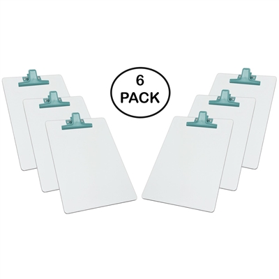 Clipboard White Letter Size A4 (13" X 9 1/16") Premium Metal Clip (Hardboard) (Green Clip) (6 Pack), Acrimet