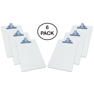 Clipboard White Letter Size A4 (13" x 9 1/16") Premium Metal Clip (Hardboard) (Blue Clip) (6 Pack), Acrimet