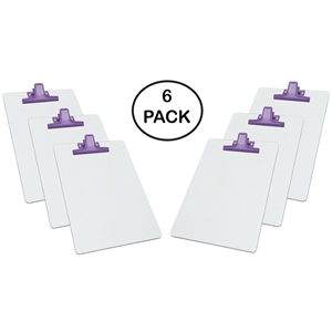 Clipboard White Letter Size A4 (13" x 9 1/16") Premium Metal Clip (Hardboard) (Purple Clip) (6 Pack), Acrimet