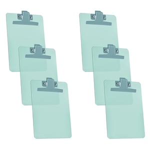 Clipboard Memo Size A5 (9 1/4" x 6 1/3") Premium Metal Clip (Plastic) (Green Color) (6 Pack), Acrimet