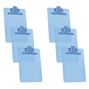 Clipboard Memo Size A5 (9 1/4" x 6 1/3") Premium Metal Clip (Plastic) (Blue Color) (6 Pack), Acrimet