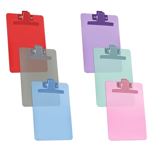 Clipboard Memo Size A5 (9 1/4" x 6 1/3") Premium Metal Clip (Plastic) (Assorted Color) (6 Pack), Acrimet