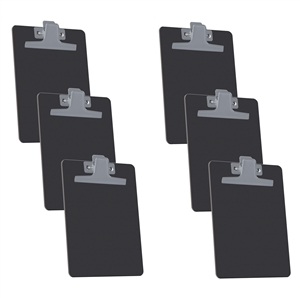 Clipboard Memo Size (9 1/4" x 6 1/3") Premium Metal Clip (Plastic) (Silver Clip) (Black Color) (6 Pack), Acrimet