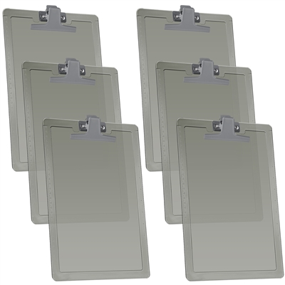 Clipboard Letter Size A4 (13 3/8â€ x 9 7/16â€) Premium Metal Clip with Side Rulers (Plastic) (Smoke Color) (6 Pack), Acrimet