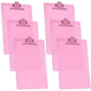 Clipboard Letter Size A4 (13 3/8â€ x 9 7/16â€) Premium Metal Clip with Side Rulers (Plastic) (Pink Color) (6 Pack), Acrimet