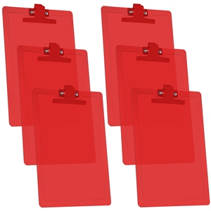 Acrimet Clipboard Letter Size Premium Metal Clip (Plastic) (Clear Red Color) (6 - Pack)