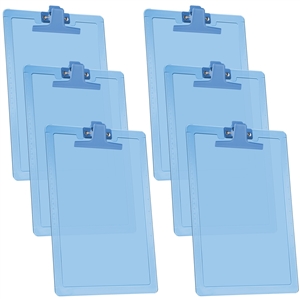 Acrimet Clipboard Letter Size A4 (13 3/8" x 9 7/16") Premium Metal Clip (Plastic) (Clear Blue Color) (6 Pack)