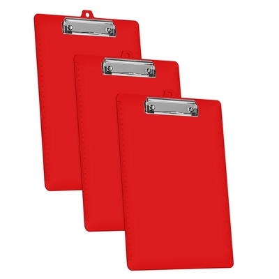 Acrimet Clipboard Letter Size Low Profile Clip (Solid Red Color) (3 - Pack) Code 134.1-VMO