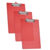 Acrimet Clipboard Letter Size Low Profile Clip (Plastic) (Clear Red Color) (3 Pack)