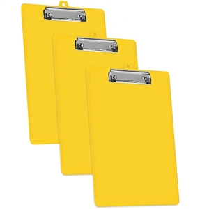 Acrimet Clipboard Low Profile Clip Letter Size (Yellow Color) (3 Pack)