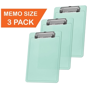 Acrimet Clipboard Memo Size A5 (9 1/4" x 6 5/16") Low Profile Clip (Plastic) (Clear Green Color) (3 Pack)