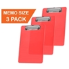 Acrimet Clipboard Memo Size A5 (9 1/4" x 6 5/16") Low Profile Clip (Plastic) (Clear Red Color) (3 Pack)