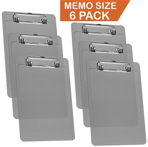 Clipboard Memo Size A5 (9 1/4" x 6 5/16") Low Profile Clip (Plastic) (Smoke Color) (6 Pack), Acrimet
