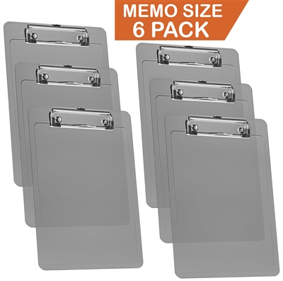 Clipboard Memo Size A5 (9 1/4" x 6 5/16") Low Profile Clip (Plastic) (Smoke Color) (6 Pack), Acrimet