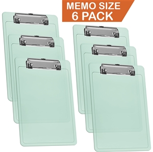 Acrimet Clipboard Memo Size A5 (9 1/4" x 6 5/16") Low Profile Clip (Plastic) (Clear Green Color) (6 Pack)