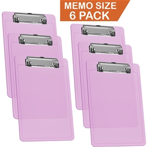 Acrimet Clipboard Memo Size A5 (9 1/4" x 6 5/16") Low Profile Clip (Plastic) (Clear Pink Color) (6 Pack)