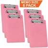 Acrimet Clipboard Memo Size A5 (9 1/4" x 6 5/16") Low Profile Clip (Plastic) (Solid Pink Color) (6 Pack)