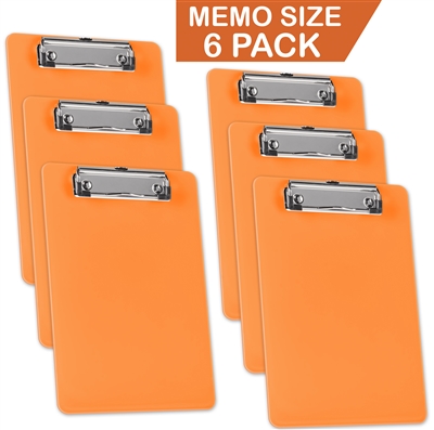 Acrimet Clipboard Memo Size 9 1/4" X 6 5/16" Low Profile Clip (Orange Citrus Color) (Pack - 6) Code 137C.LC