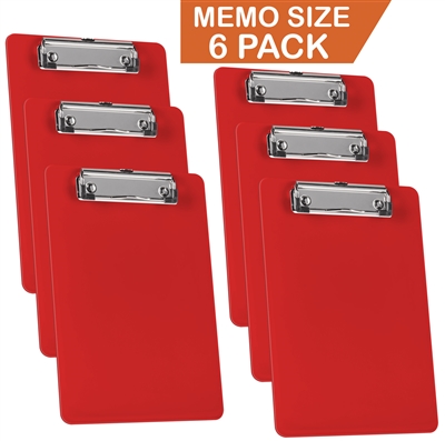 Acrimet Clipboard Memo Size 9 1/4" x 6 5/16" Low Profile Clip (Solid Red Color) (Pack - 6) Code 137C.VMO