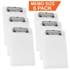 Clipboard Memo Size A5 (9 1/4" X 6 5/16") Low Profile Clip (Plastic) (White Color) (6 Pack), Acrimet