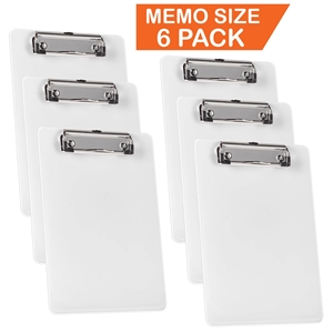 Clipboard Memo Size A5 (9 1/4" X 6 5/16") Low Profile Clip (Plastic) (White Color) (6 Pack), Acrimet