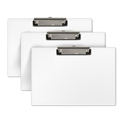 Acrimet Clipboard Landscape Letter Size A4 (9 1/16â€ x 13 3/8â€) Low Profile Clip (Plastic) (White Color) (3 Pack)