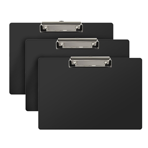 Acrimet Clipboard Landscape Letter Size A4 (9 1/16â€ x 13 3/8â€) Low Profile Clip (Plastic) (Black Color) (3 Pack)