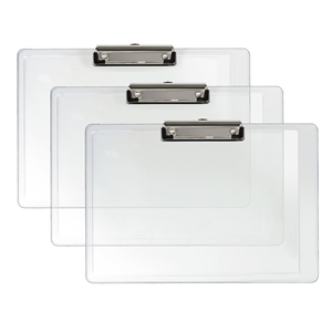 Acrimet Clipboard Landscape Letter Size A4 (9 1/16â€ x 13 3/8â€) Low Profile Clip (Plastic) (Clear Crystal Color) (3 Pack)