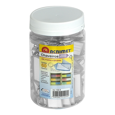 Acrimet Key Tag Jar w/60 Keyring Tags (Crystal Color) Code 142.6