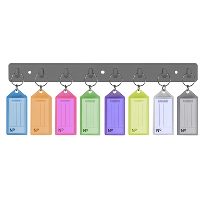 Acrimet Key Tag Rack w/ 8 Keyring Tags (Assorted Colors) Code 143.1