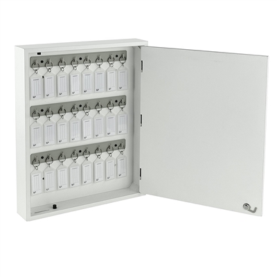 Acrimet Key Cabinet Organizer 24 Positions with Lock (Wall Mount) (24 Crystal Tags Included) (White Cabinet)