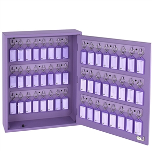 Acrimet Key Cabinet Organizer 48 Positions with Lock (Wall Mount) (48 Purple Tags Included) (Purple Cabinet)