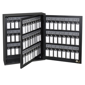 Acrimet Key Cabinet Organizer 96 Positions with Lock (Wall Mount) (96 Smoke Tags Included) (Black Cabinet)